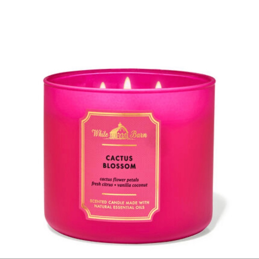 BATH AND BODY WORKS white barn cactus blossom 3 wick candle